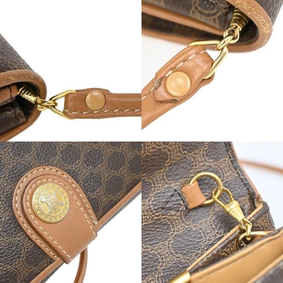 CELINE Logo Macadam Pattern Shoulder Bag PVC Leather Brown GHW Italy 36FB775 - Picture 10 of 16